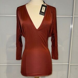 Gianfranco Ferre vintage Deep V-Neck Brown Blouse